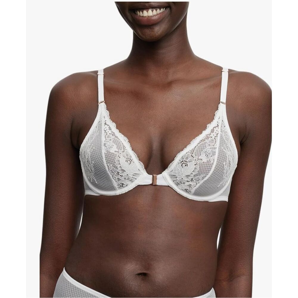 Skarlett Blue NWT Flaunt Front Close Underwire Bra White 34D